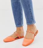 Asos Design Wide Fit Lulu Embellished Mules In Orange