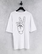 Jack & Jones Originals Oversized T-shirt With Peace Back Print In White