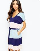 Oasis Striped Dress - Navy And Nude