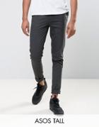 Asos Tall Super Skinny Smart Pants In Charcoal - Gray