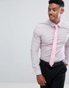 Asos Design Skinny Smart Striped Work Shirt In Pink - Pink
