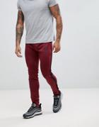 Gym King Logo Skinny Poly Joggers In Burgundy With Side Stripes - Red