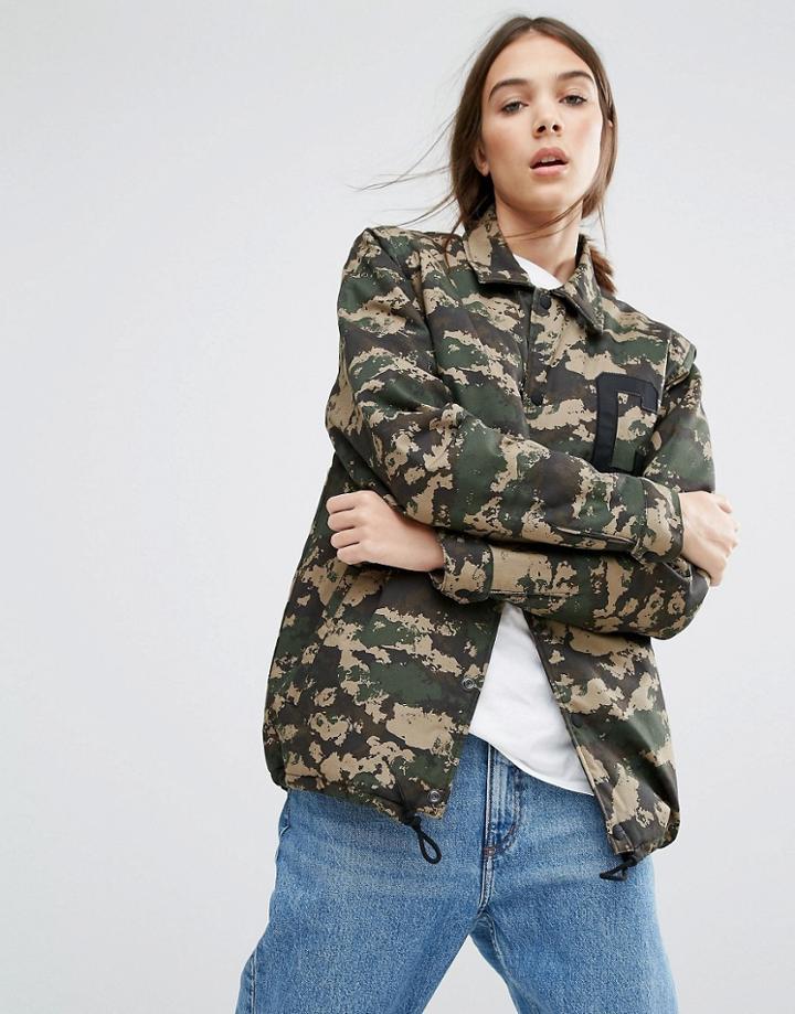 Carhartt Wip Oversized Penn Coach Jacket In Camo Print - Green