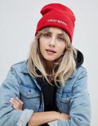 Cheap Monday Reflective Logo Beanie With Recycled Polyester In Red - Red