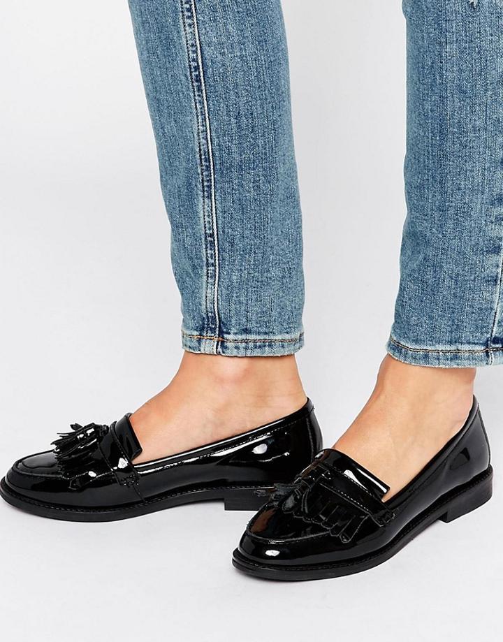 Office Frazzle Tassle Patent Loafers - Black