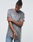 Hand Of God Suedette T-shirt Asymmetric Hem - Gray