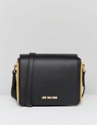 Love Moschino Clutch Bag With Logo Metal Plate And Across Body Strap - Black