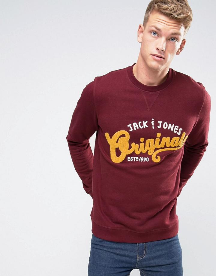 Jack & Jones Originals Sweatshirt With Embroidery - Red