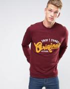 Jack & Jones Originals Sweatshirt With Embroidery - Red