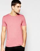 Asos T-shirt With Crew Neck In Washed Red Marl - Earth Child Red
