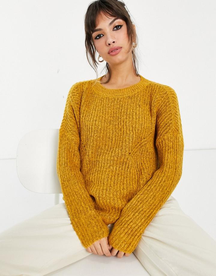 Only Bernice Long Sleeve Pullover Knit Sweater In Golden Brown