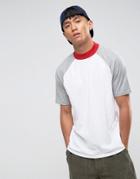 Asos Relaxed Skater Contrast Tee With Turtleneck - White