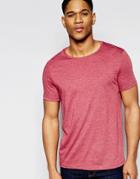 Asos T-shirt With Crew Neck In Red Marl - Red Marl