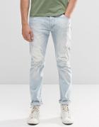 Wrangler Boyton Tapered Jean Rip Tide Bleached Distress Repair - Rip Tide