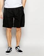Asos Oversized Shorts In Nylon With Pleat In Black - Black