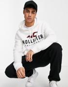 Hollister Hoodie In White With Chest Logo