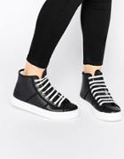 Park Lane Perf Leather High Top Sneakers - Black