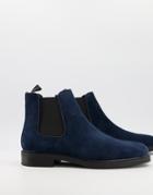 Calvin Klein Fintan Chelsea Boots In Navy Leather
