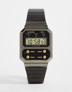 Casio Unisex Vintage Bracelet Watch In Two Tone Black