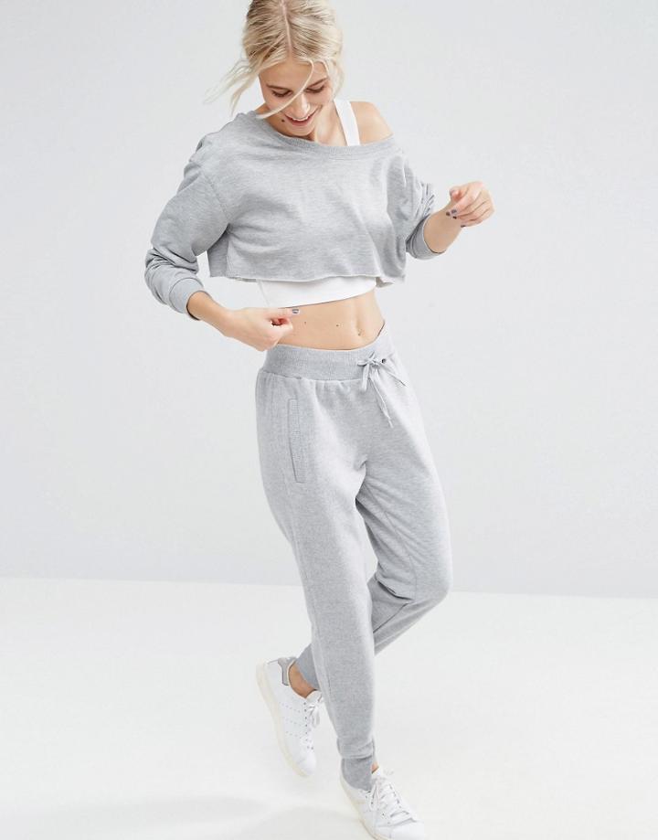 Asos Marl Joggers With Stepped Hem - Gray