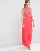 Asos Pearl Bodice Maxi Dress - Coral