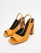 Asos Design Hinton Premium Leather Heeled Sandals - Yellow