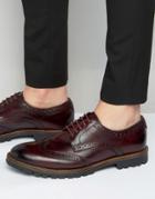 Base London Trench Leather Derby Brogue Shoes - Red