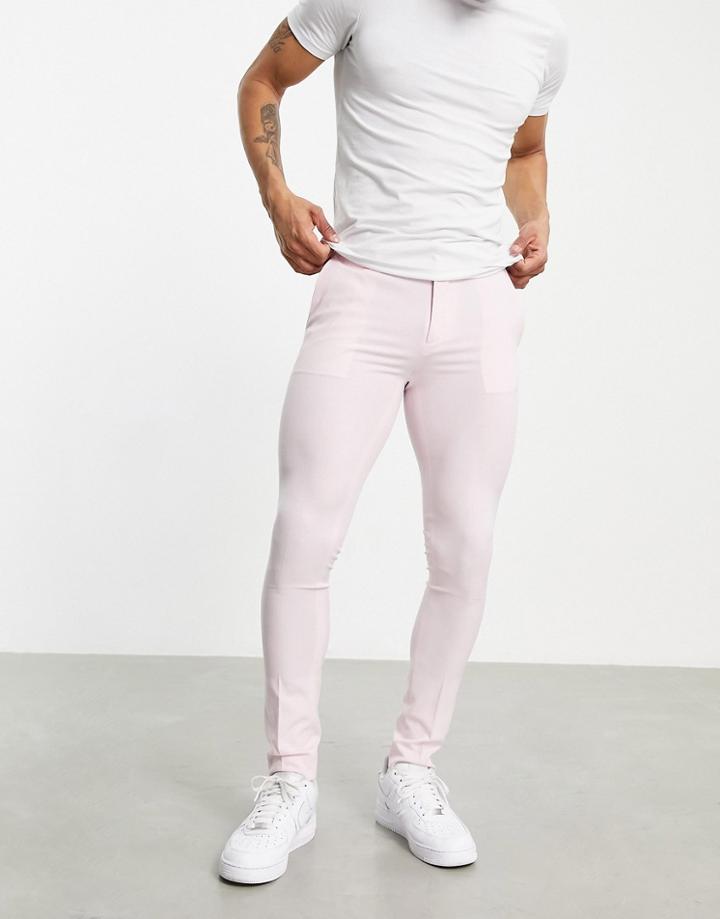 Asos Design Extreme Super Skinny Smart Pants In Pastel Pink