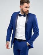 Asos Skinny Tuxedo Suit Jacket In Bright Blue - Blue