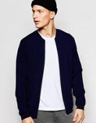 Adpt Knitted Zip Up Bomber - Navy