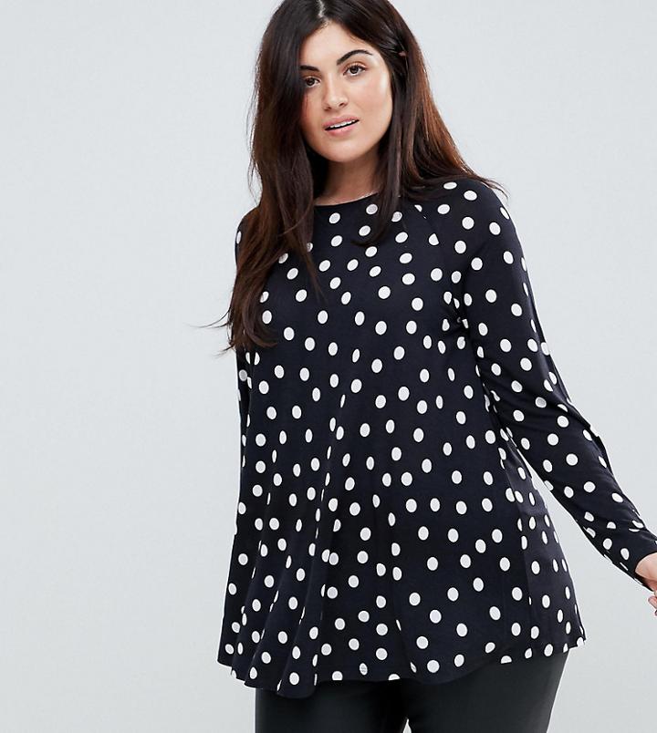 Asos Curve Swing Top In Polka Dot - Multi