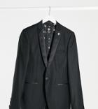 Twisted Tailor Tall Tuxedo Jacket In Black With Satin Shawl Lapel