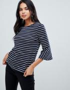 Y.a.s Stripey Fluted Sleeve Top - Multi