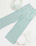 Asos Design Floral Jacquard Wide Leg Pants-green