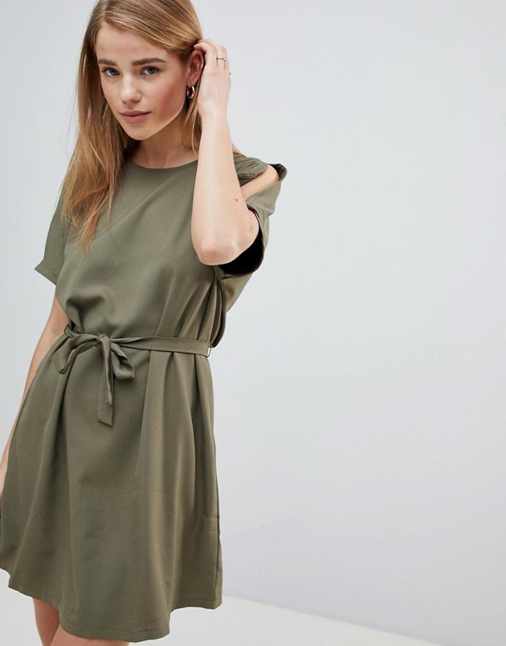 Rage Shoulder Split Dress - Green
