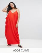 Asos Curve Drape Hareem Maxi Dress - Red