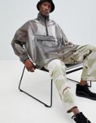 Asos Design Oversized Windbreaker In Transparent Gray - Gray