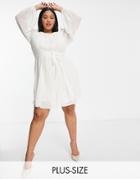 Ever New Curve Tie Waist Mini Dress In Ivory-white