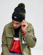 Abuze London Beanie Bobble Hat With Wasp Logo - Black