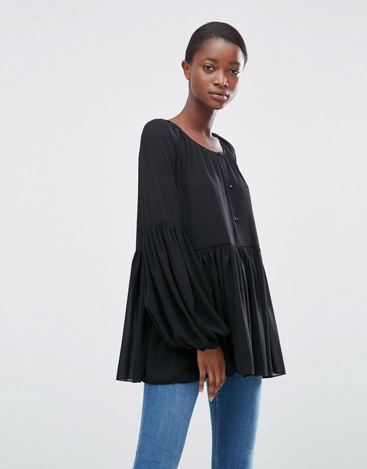 Minimum Moves Jine Gathered Blouse - Black