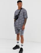 The Couture Club Two-piece Shorts In All Over Logo-gray