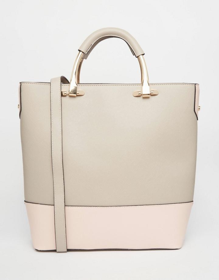 New Look Contrast Large Shopper Bag - Gray