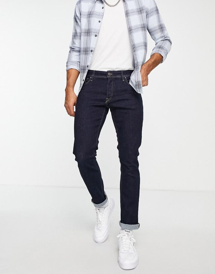 Jack & Jones Intelligence Glenn Slim Fit Jeans In Rinsed Indigo-navy