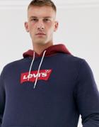 Levi's Modern Large Batwing Logo Contrast Hood Sweatshirt In Nightwatch Blue/cabernet