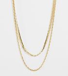 Asos Design 14k Gold Plated Multirow Necklace In Vintage Style Chains