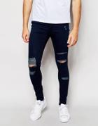 Waven Jeans Royd Extreme Super Skinny Fit Mid Rise Extreme Rips Maria Blue - Maria Blue