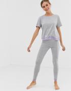 Asos Design Mix & Match Jersey Lace Trim Legging - Gray