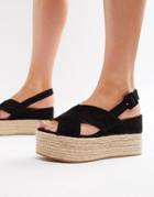 Asos Design Trio Espadrille Wedge Sandals - Black