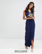 Tfnc Wedding Wrap Maxi Dress - Navy