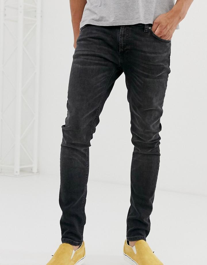 Nudie Jeans Co Skinny Lin Skinny Fit Jeans In Worn Black Wash - Black